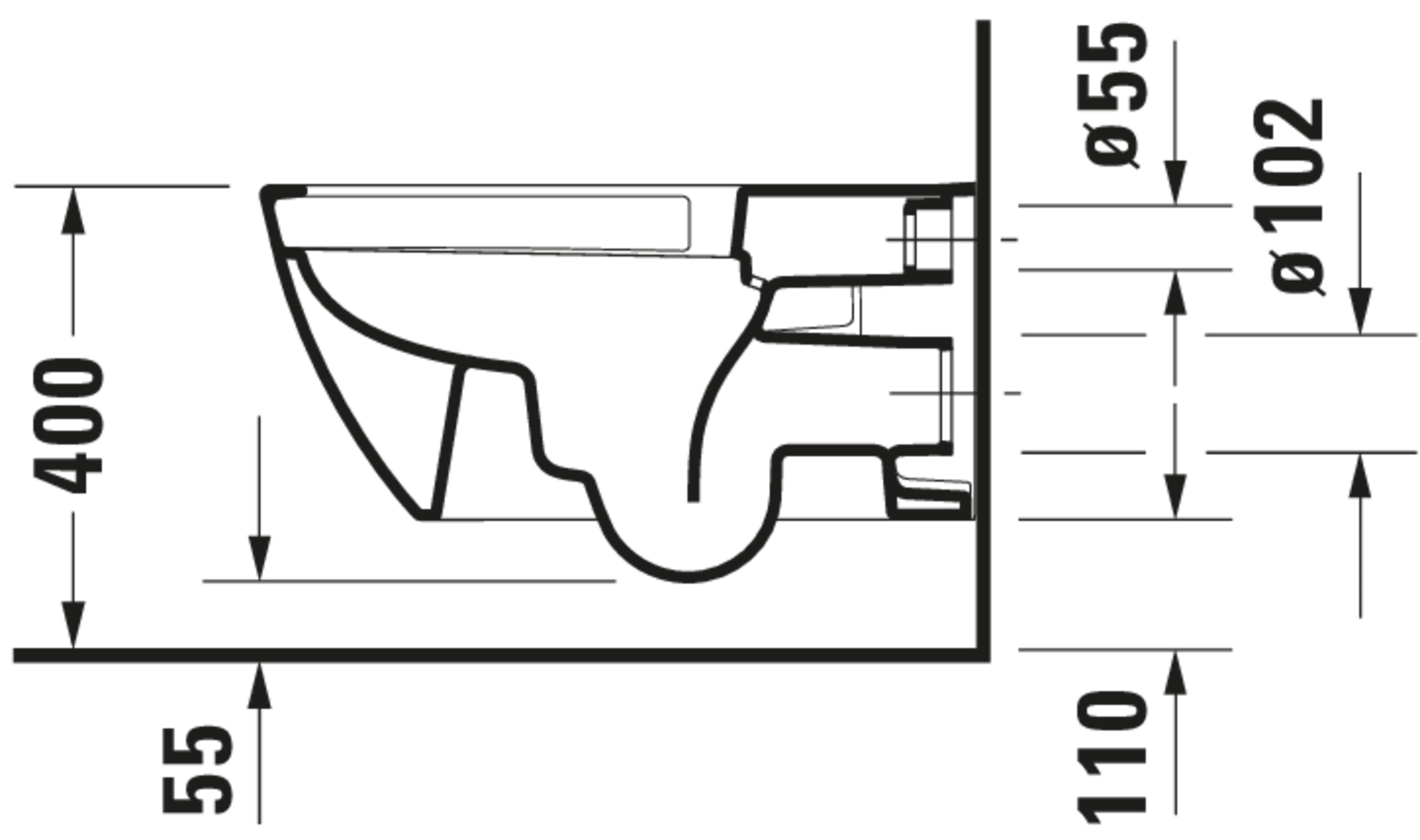 Happy D.2 1.6/0.8 GPF Dual Flush Rimless ADA Compliant Elongated Wall Mounted Toilet in White - Seat, Actuator, and In-Wall Tank and Carrier Sold Separately