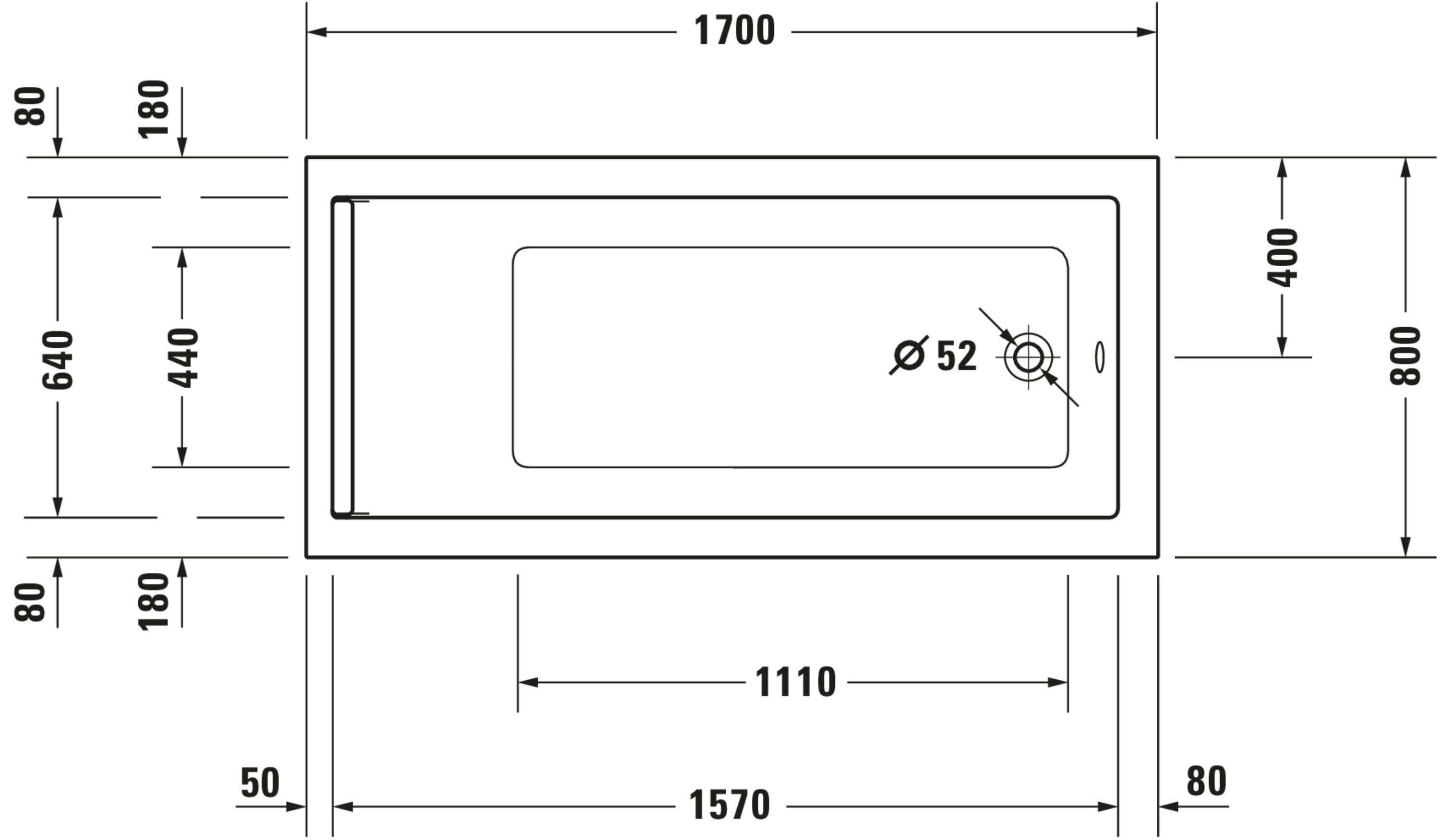 Starck 66 7/8" x 31 1/2" Rectangular Drop In Bathtub in White Acrylic with Reversible Drain, Drain Sold Separately