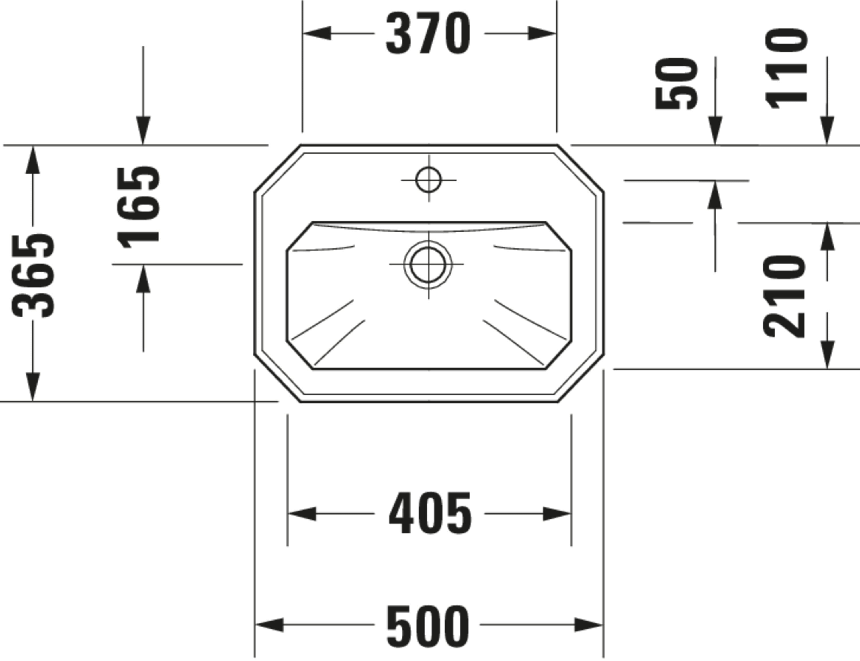 1930 Series 19 5/8" Octagonal Wall Mounted Sink in White with Single Faucet Hole and with Overflow