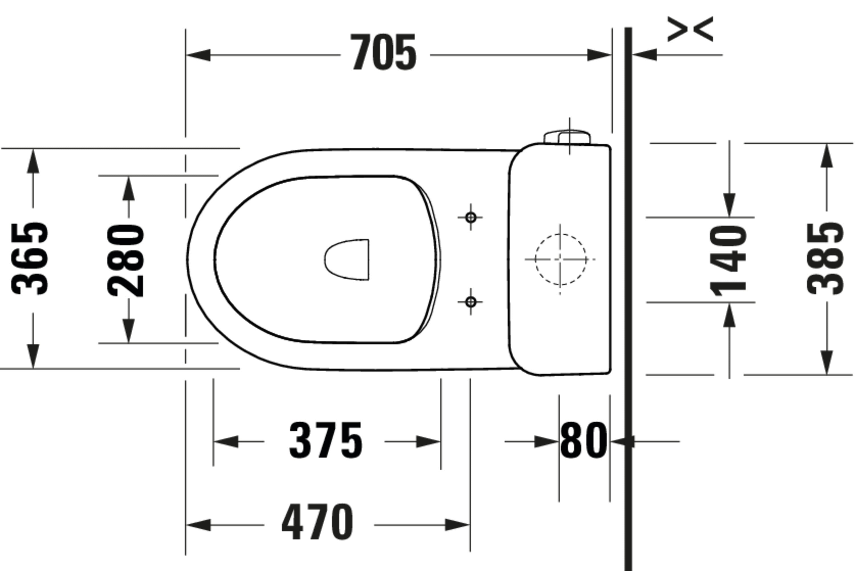 Duravit No.1 1.28 GPF Single Flush Rimless Elongated Toilet Bowl in White