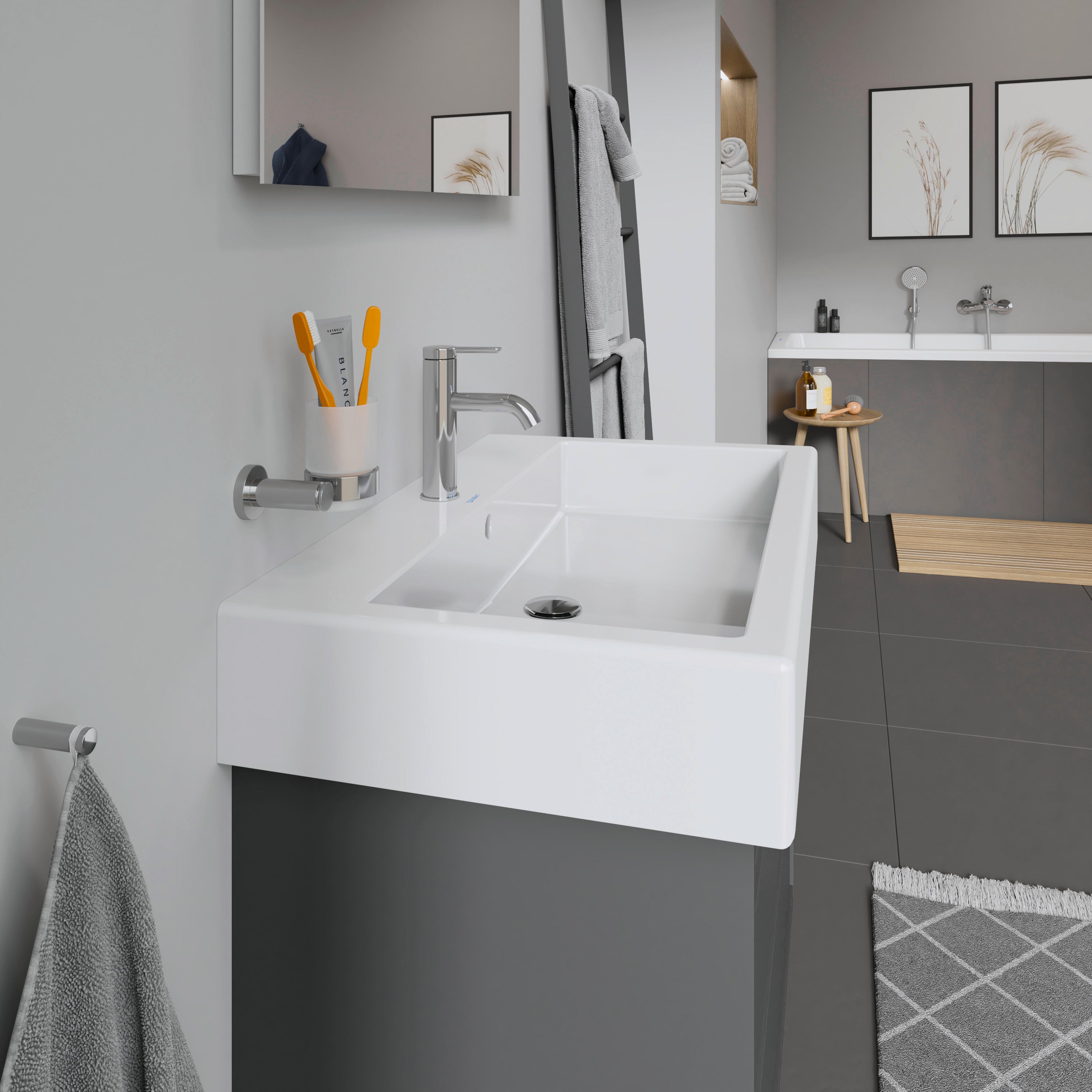 Vero 31 1/2" Rectangular Wall Mounted Sink in White with Single Faucet Hole and with Overflow