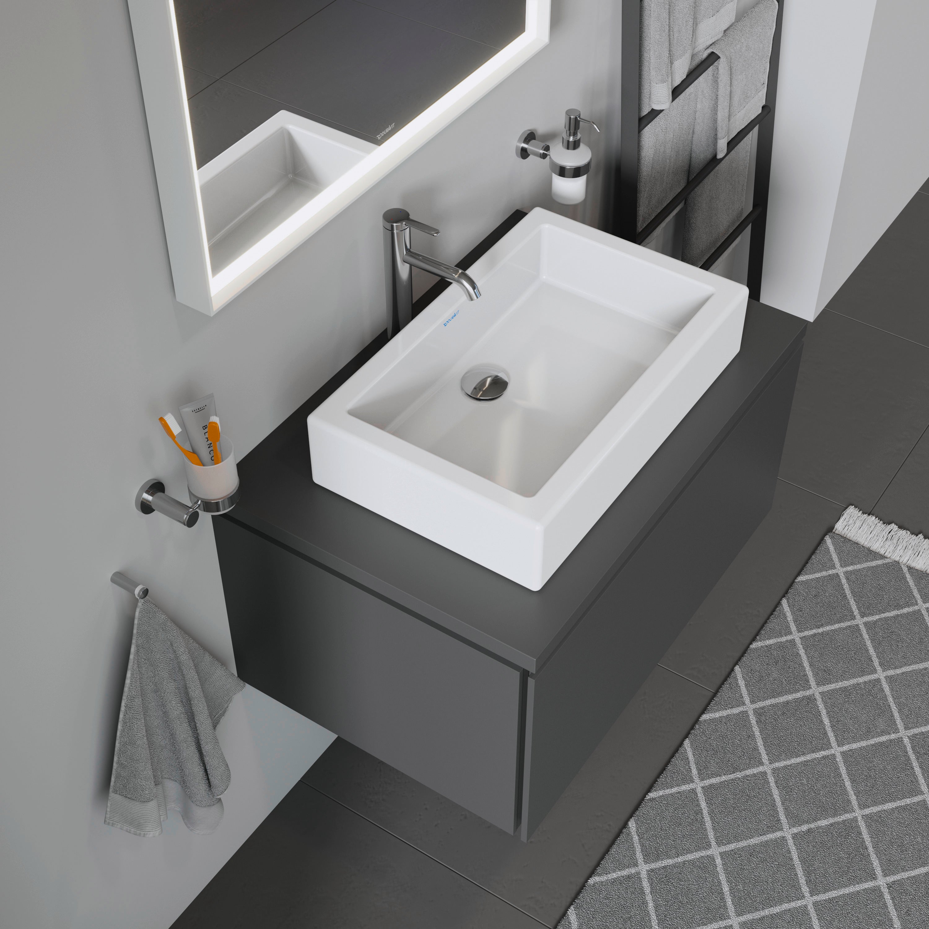 Vero 23 5/8" Rectangular Vessel Sink in White