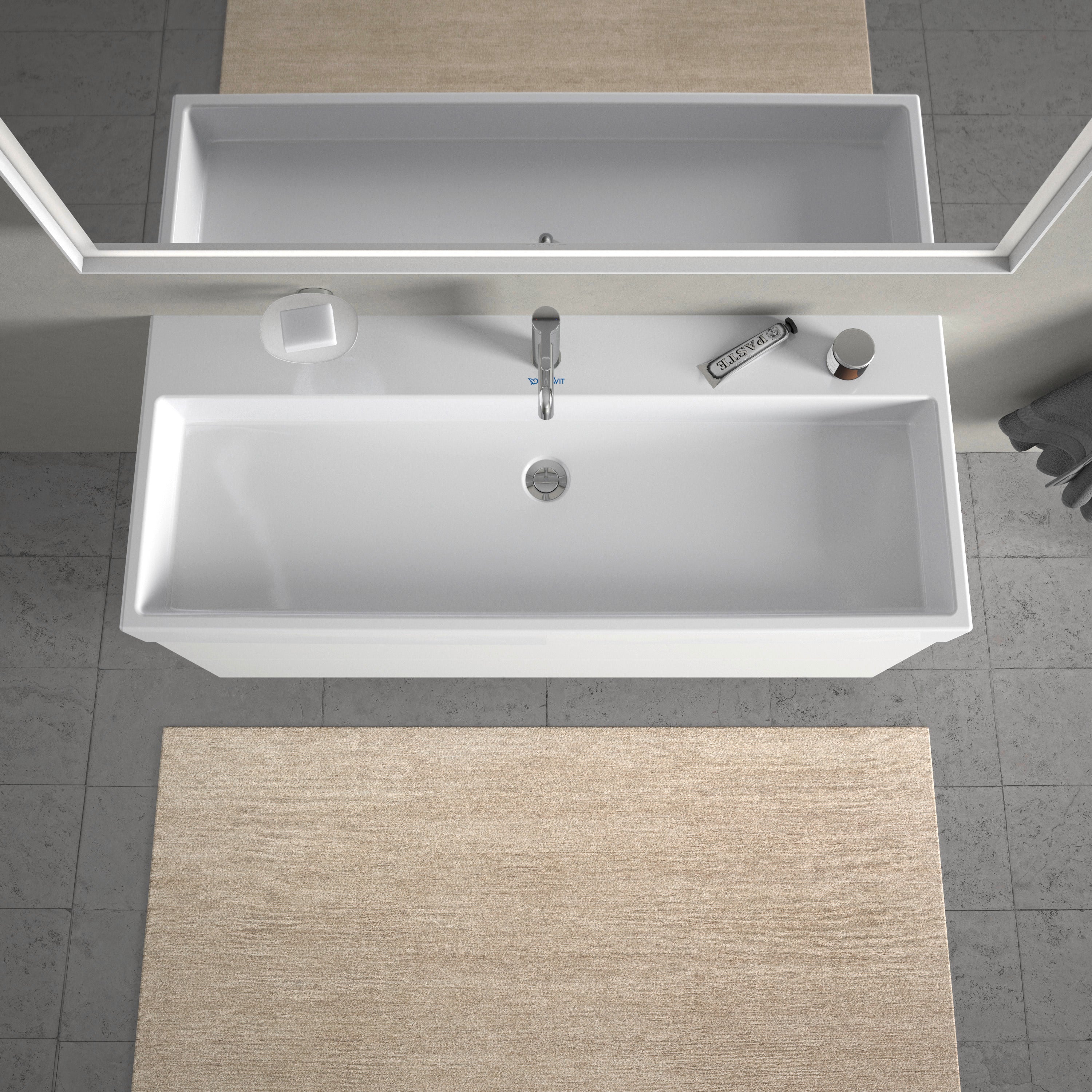 Vero 47 1/4" Rectangular Wall Mounted Sink in White with Single Faucet Hole and with Overflow