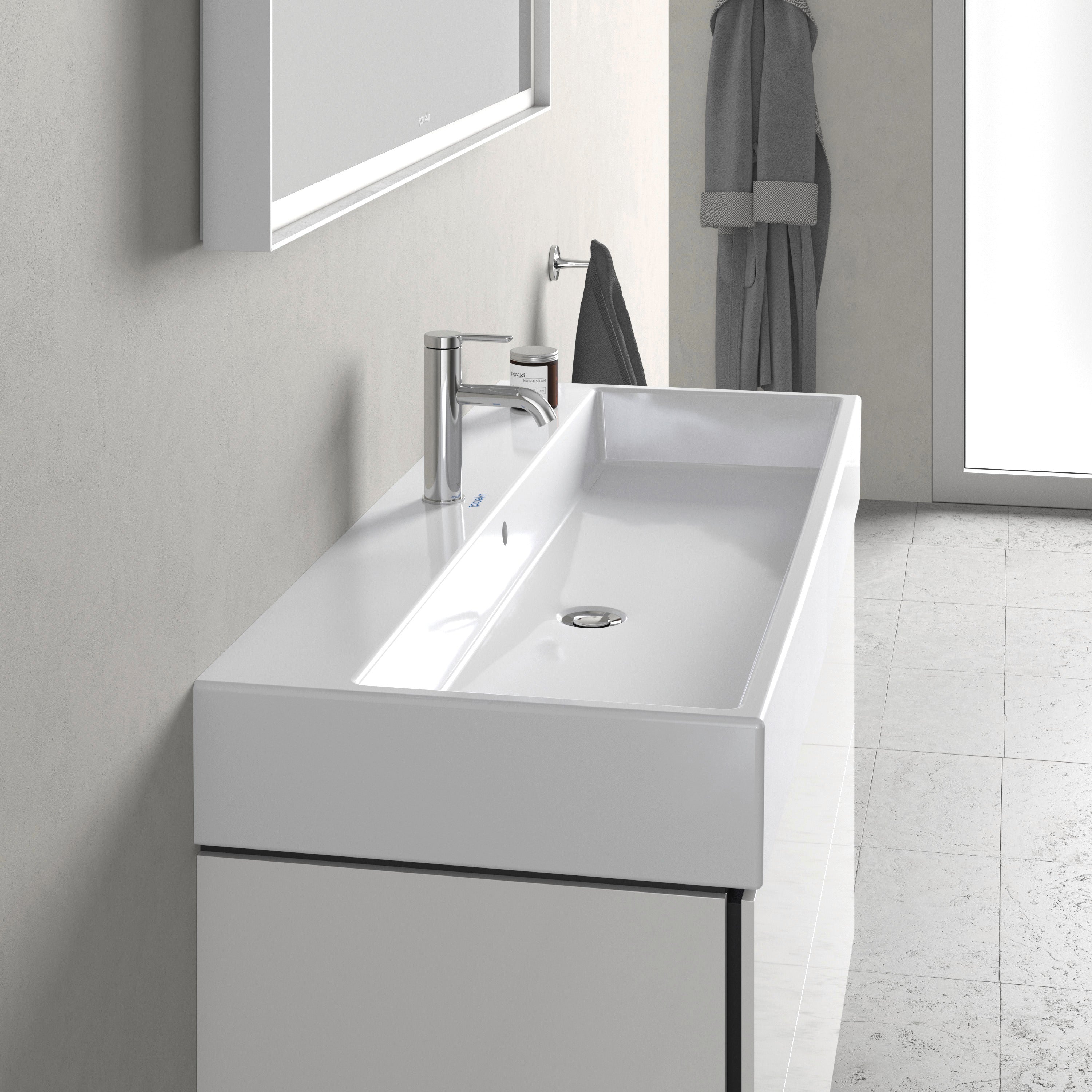 Vero 47 1/4" Rectangular Wall Mounted Sink in White with Single Faucet Hole and with Overflow