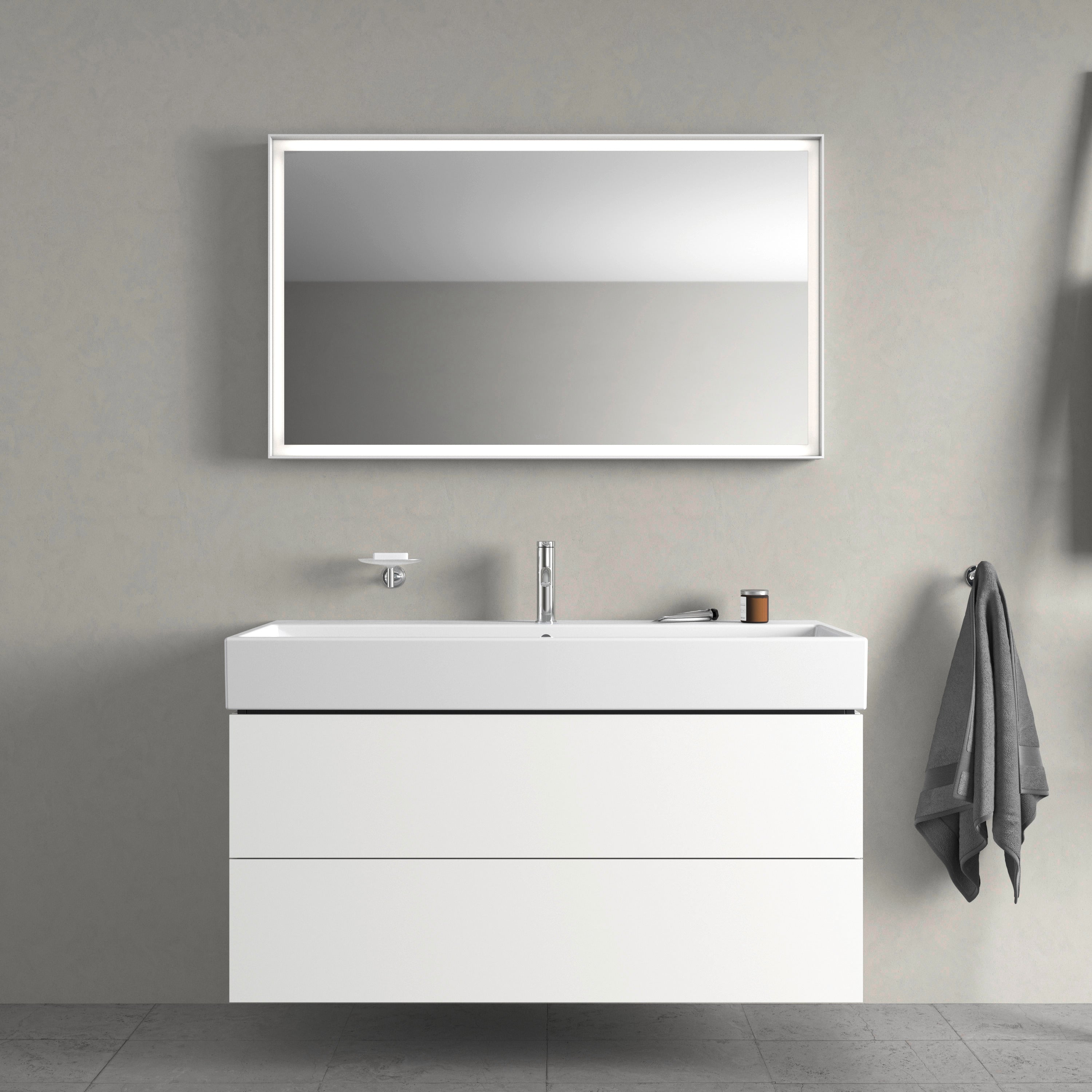 Vero 47 1/4" Rectangular Wall Mounted Sink in White with Single Faucet Hole and with Overflow