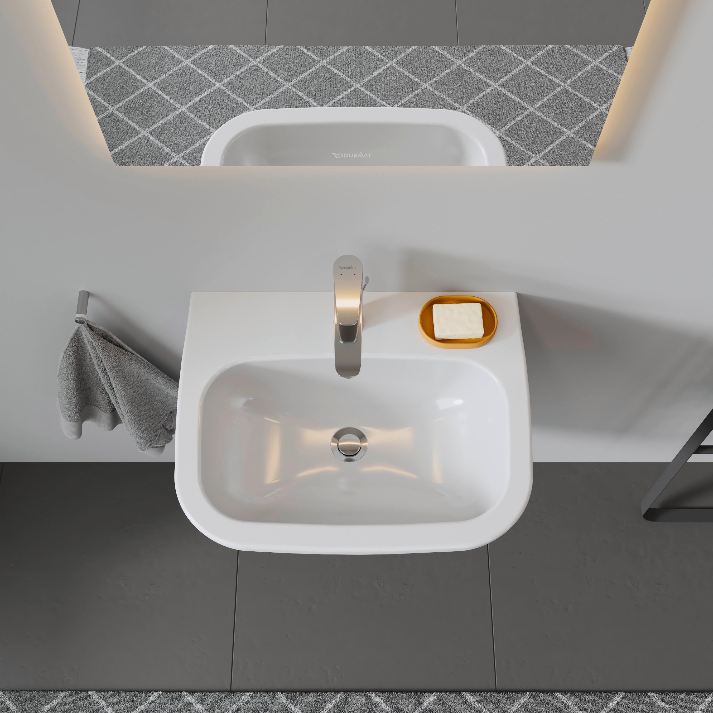 D-Code 21 5/8" Rectangular Wall Mounted Sink in White with Single Faucet Hole and with Overflow