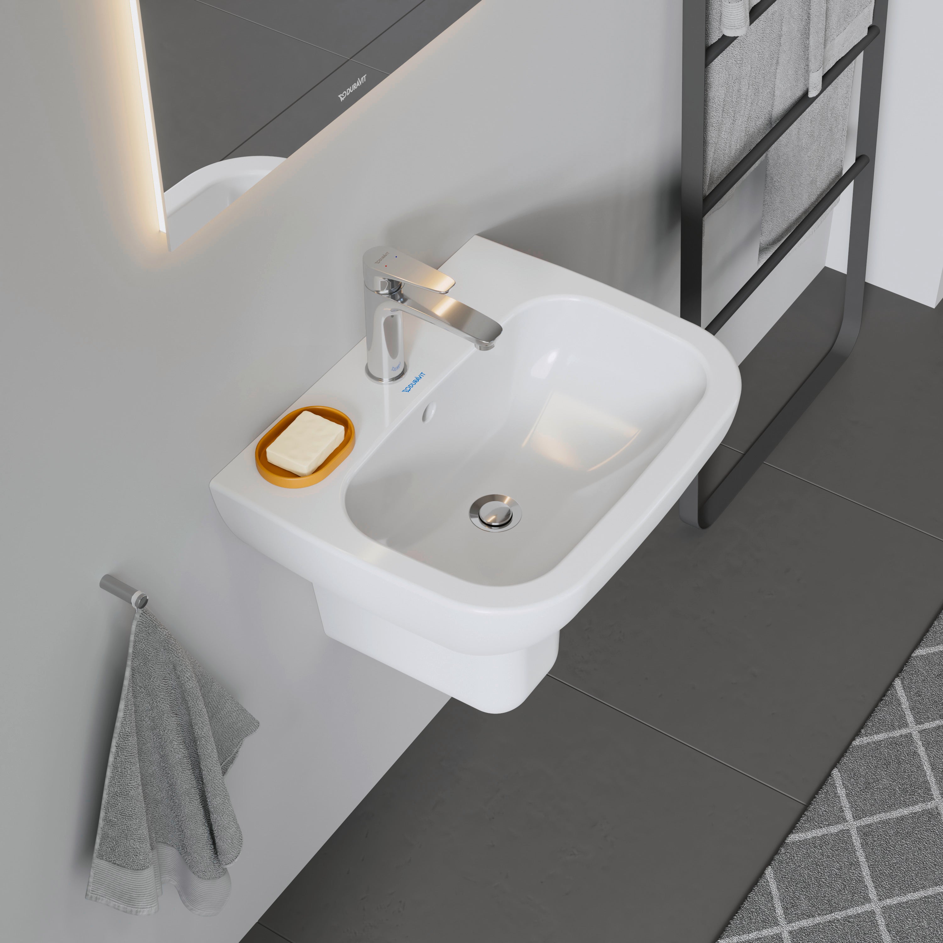 D-Code 21 5/8" Rectangular Wall Mounted Sink in White with Single Faucet Hole and with Overflow