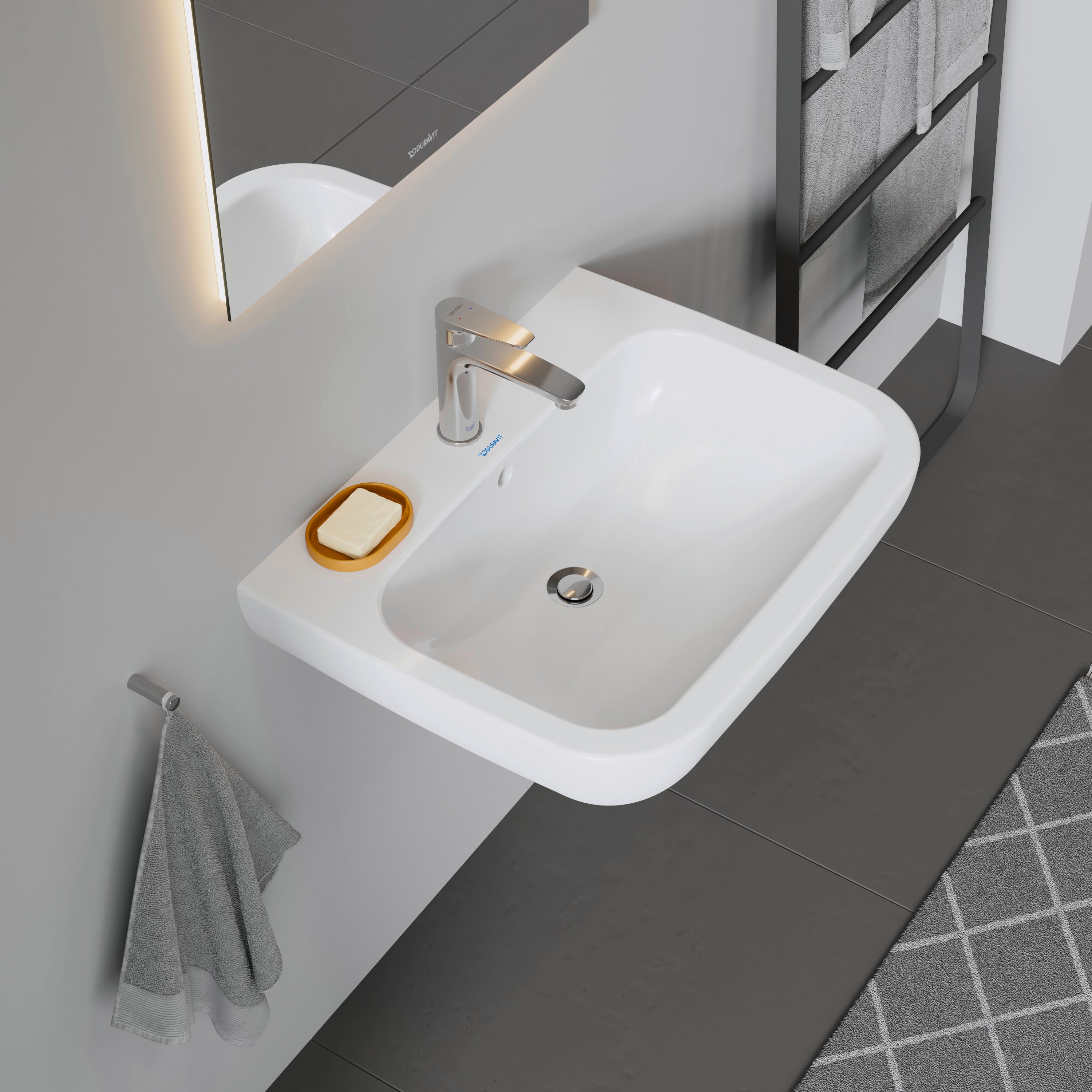 D-Code 25 5/8" Rectangular Wall Mounted Sink in White with Single Faucet Hole and with Overflow