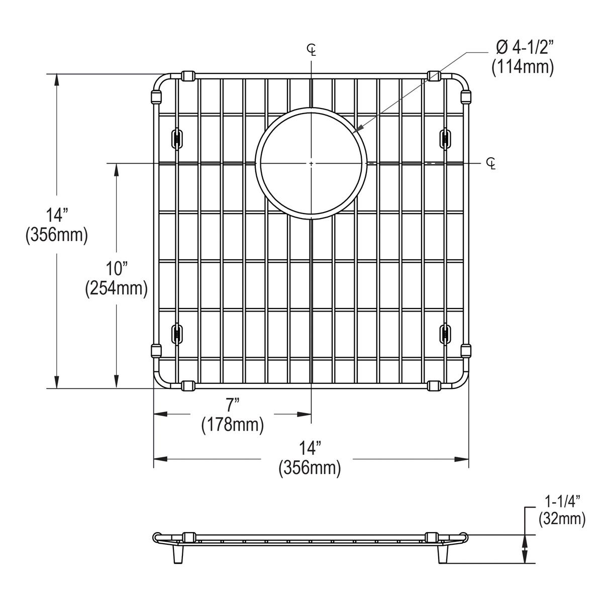 Elkay Stainless Steel 14" x 14" x 1-1/4" Bottom Grid, EBG1414