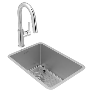 Alternate Image for Elkay Crosstown 14" Rectangular Stainless Steel Bar/Prep Sink with Faucet, Polished Satin, 18 Gauge, ECTRU12179TFCBC