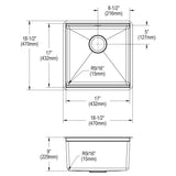 Elkay Crosstown 19" Rectangle Stainless Steel Workstation Bar/Prep Sink with Accessories, Polished Satin, 18 Gauge, ECTRU17169W