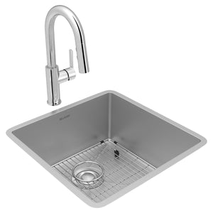 Alternate Image for Elkay Crosstown 19" Undermount Stainless Steel Kitchen Sink with Faucet, Polished Satin, 18 Gauge, ECTRU17179TFCBC