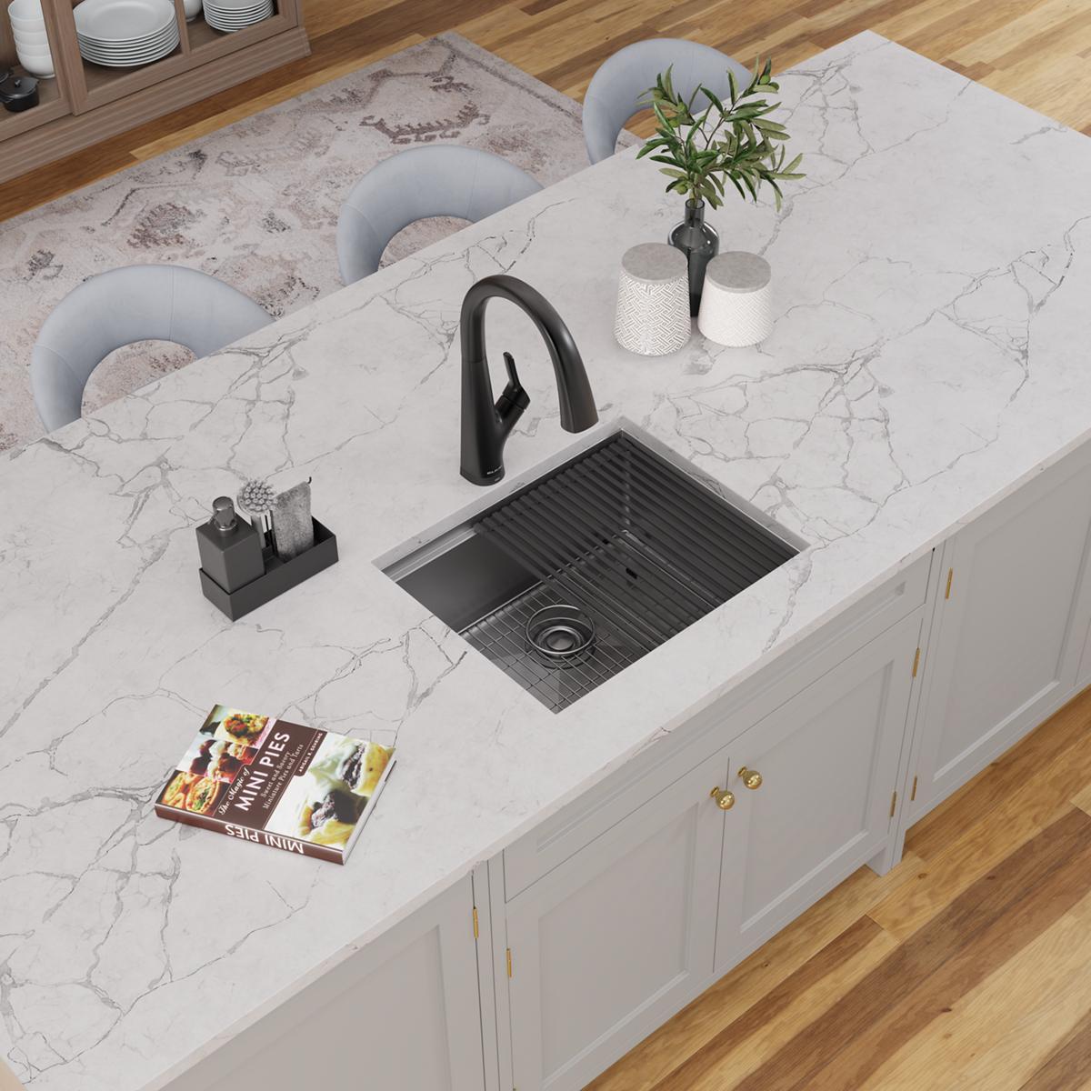 Elkay Crosstown 23" Undermount Stainless Steel Workstation Kitchen Sink with Accessories, Polished Satin, 18 Gauge, ECTRU21169W