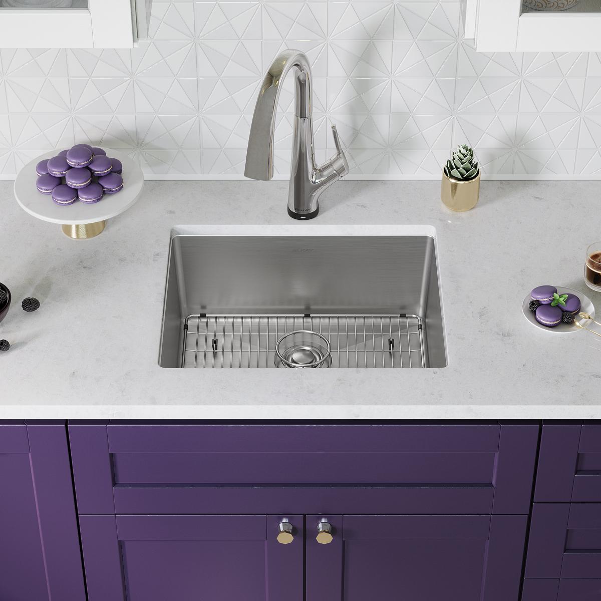 Elkay Crosstown 23" Undermount Stainless Steel Kitchen Sink Kit with Faucet, Single Bowl 18 Gauge, ECTRU21179TFLC