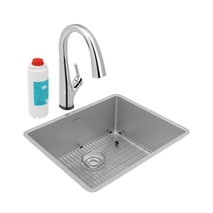 Alternate Image for Elkay Crosstown 23" Undermount Stainless Steel Kitchen Sink Kit with Faucet, Single Bowl 18 Gauge, ECTRU21179TFLC