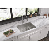 Elkay Crosstown 26" Undermount Stainless Steel Workstation Kitchen Sink with Faucet, Polished Satin, 18 Gauge, ECTRU24169RTFCW