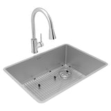 Elkay Crosstown 26" Undermount Stainless Steel Kitchen Sink with Faucet, Single Bowl Polished Satin, 18 Gauge, ECTRU24179RTFBC