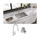 Elkay Crosstown 26" Undermount Stainless Steel Kitchen Sink with Faucet, Polished Satin, 18 Gauge, ECTRU24179RTFCC