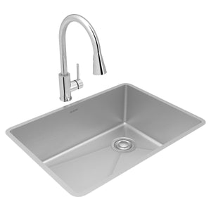 Alternate Image for Elkay Crosstown 26" Undermount Stainless Steel Kitchen Sink with Faucet, Polished Satin, 18 Gauge, ECTRU24179RTFCC