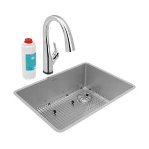 Alternate Image for Elkay Crosstown 26" Undermount Stainless Steel Kitchen Sink Kit with Faucet, Single Bowl 18 Gauge, ECTRU24179RTFLC