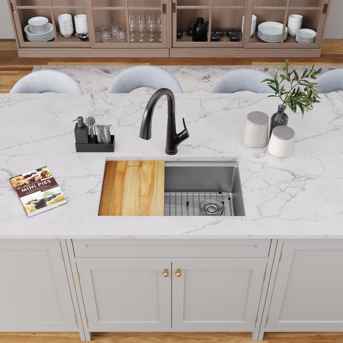 Elkay Crosstown 29" Undermount Stainless Steel Workstation Kitchen Sink with Accessories, Polished Satin, 18 Gauge, ECTRU27169RW