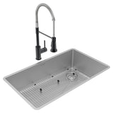 Elkay Crosstown 32" Undermount Stainless Steel Kitchen Sink with Faucet, Polished Satin, 18 Gauge, ECTRU30179RTFBC