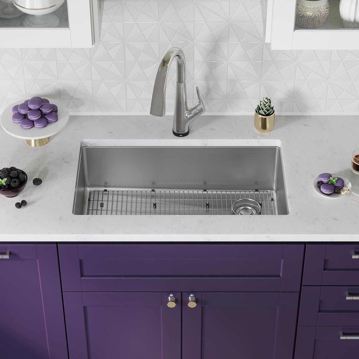 Elkay Crosstown 32" Undermount Stainless Steel Kitchen Sink Kit with Faucet, Single Bowl 18 Gauge, ECTRU30179RTFLC
