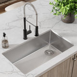 Elkay Crosstown 32" Undermount Stainless Steel Kitchen Sink with Faucet, Polished Satin, 18 Gauge, ECTRU30179RTFMC
