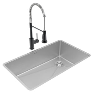 Alternate Image for Elkay Crosstown 32" Undermount Stainless Steel Kitchen Sink with Faucet, Polished Satin, 18 Gauge, ECTRU30179RTFMC