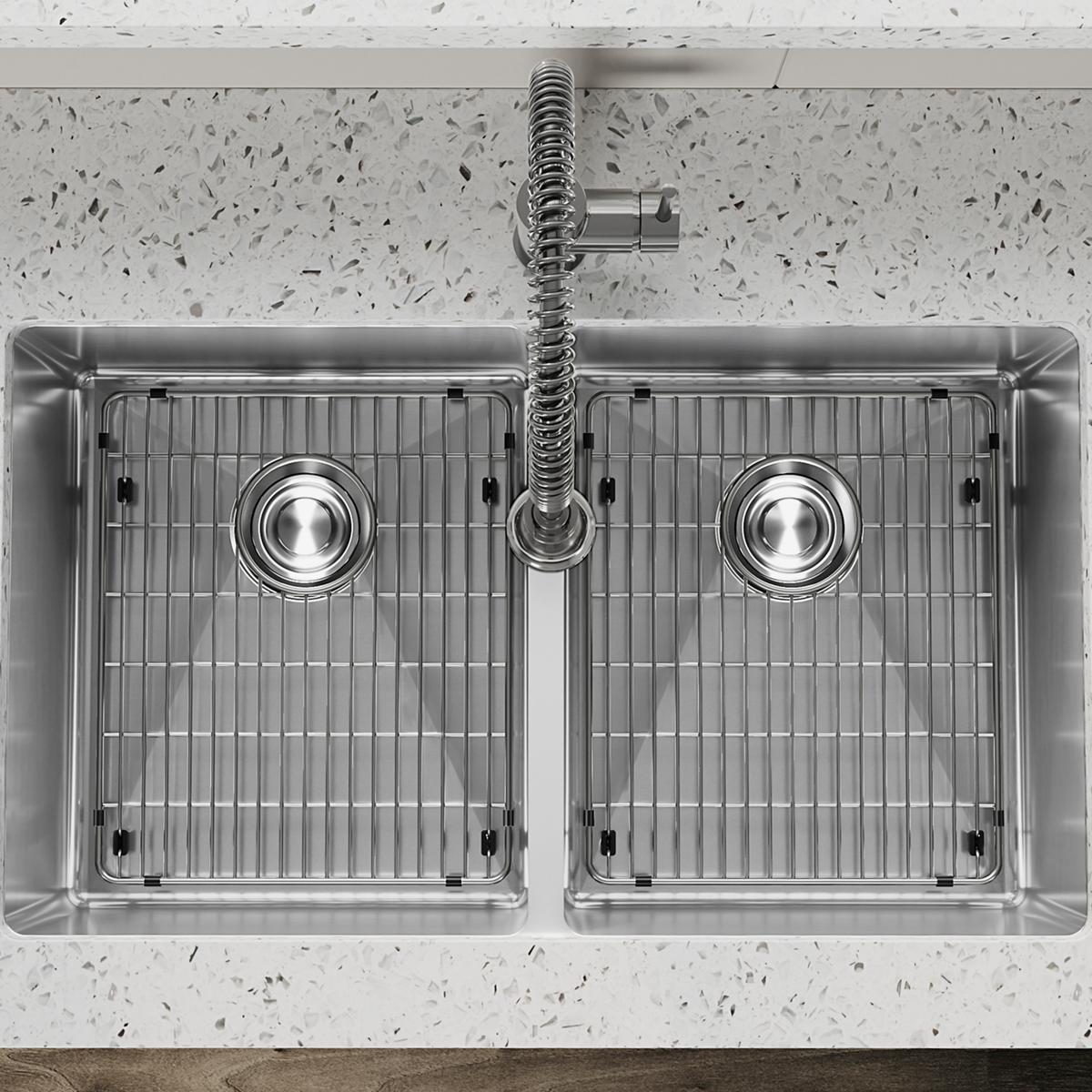 Elkay Crosstown 32" Undermount Stainless Steel Kitchen Sink Kit with Faucet, 50/50 Double Bowl, Polished Satin, 1 Faucet Hole, ECTRU31179TFC