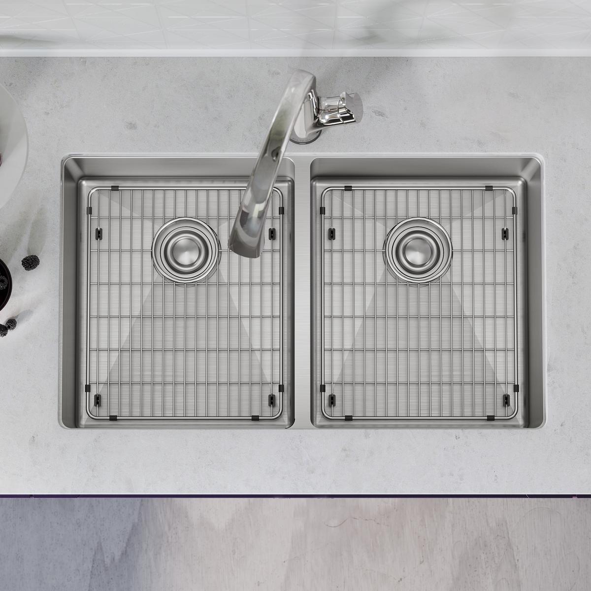 Elkay Crosstown 32" Undermount Stainless Steel Kitchen Sink Kit with Faucet, 50/50 Double Bowl, 18 Gauge, ECTRU31179TFLC