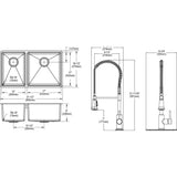 Elkay Crosstown 32" Undermount Stainless Steel Kitchen Sink with Faucet, 40/60 Double Bowl, Polished Satin, 18 Gauge, ECTRU32179LTFBC