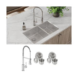 Elkay Crosstown 32" Undermount Stainless Steel Kitchen Sink with Faucet, 60/40 Double Bowl, Polished Satin, 18 Gauge, ECTRU32179RTFCC