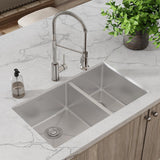 Elkay Crosstown 32" Undermount Stainless Steel Kitchen Sink with Faucet, 60/40 Double Bowl, Polished Satin, 18 Gauge, ECTRU32179RTFCC