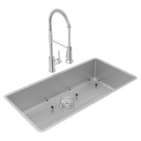 Elkay Crosstown 37" Undermount Stainless Steel Kitchen Sink with Faucet, Polished Satin, 18 Gauge, ECTRU35179TFCBC