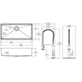 Elkay Crosstown 37" Undermount Stainless Steel Kitchen Sink with Faucet, Polished Satin, 18 Gauge, ECTRU35179TFCC