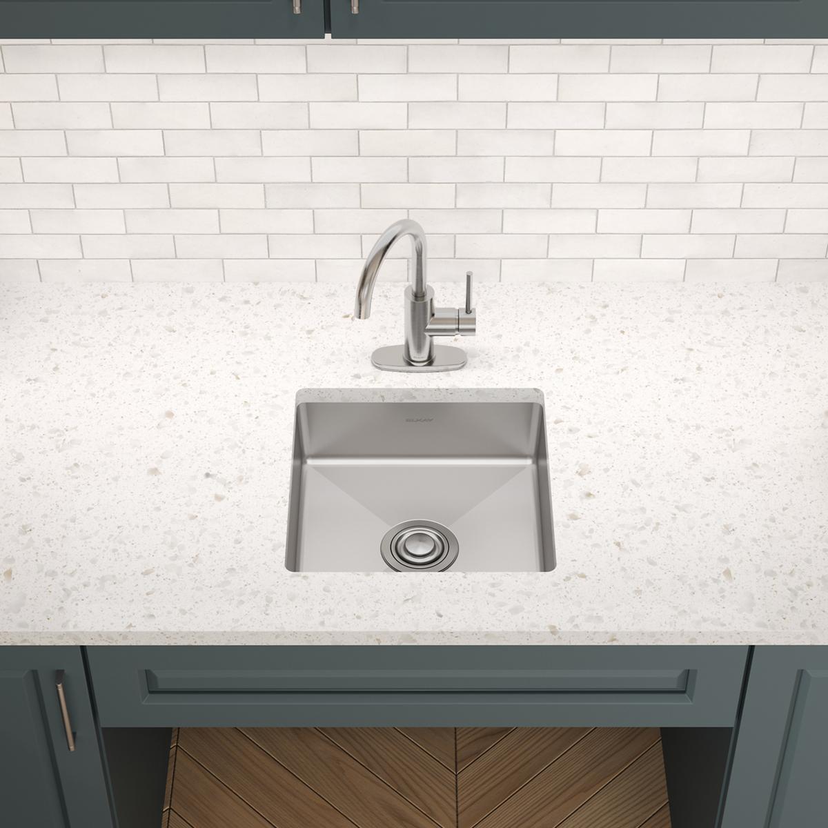 Elkay Crosstown 17" Rectangle Stainless Steel ADA Bar/Prep Sink, Polished Satin, 18 Gauge, ECTRUAD151550