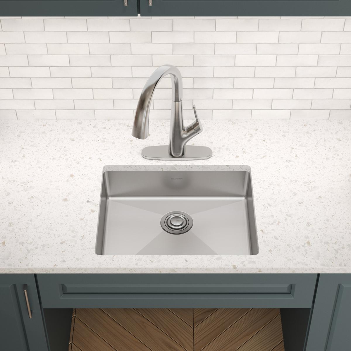 Elkay Crosstown 23" Undermount Stainless Steel ADA Kitchen Sink, Polished Satin, 18 Gauge, ECTRUAD211755