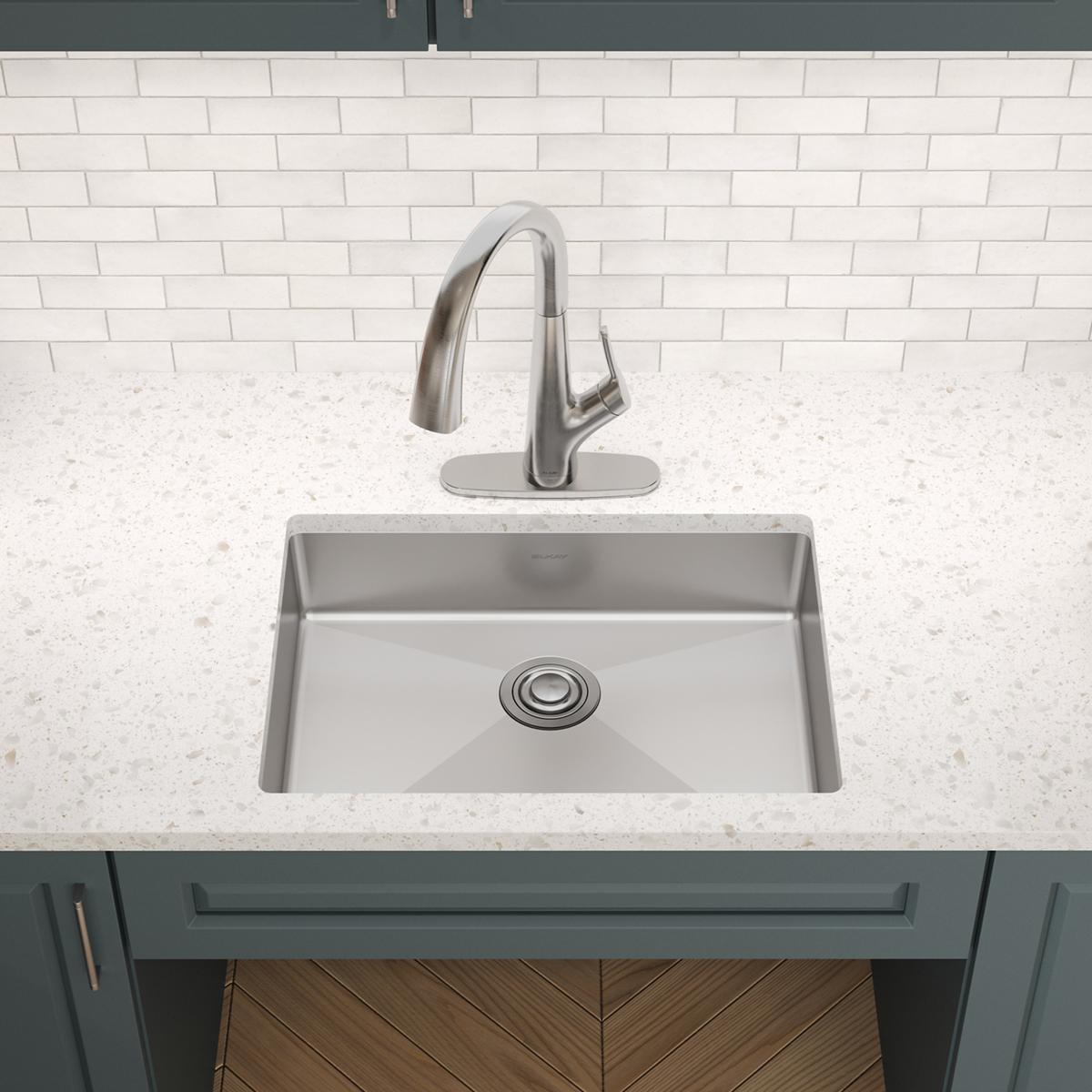 Elkay Crosstown 26" Undermount Stainless Steel ADA Kitchen Sink, Polished Satin, 18 Gauge, ECTRUAD241755