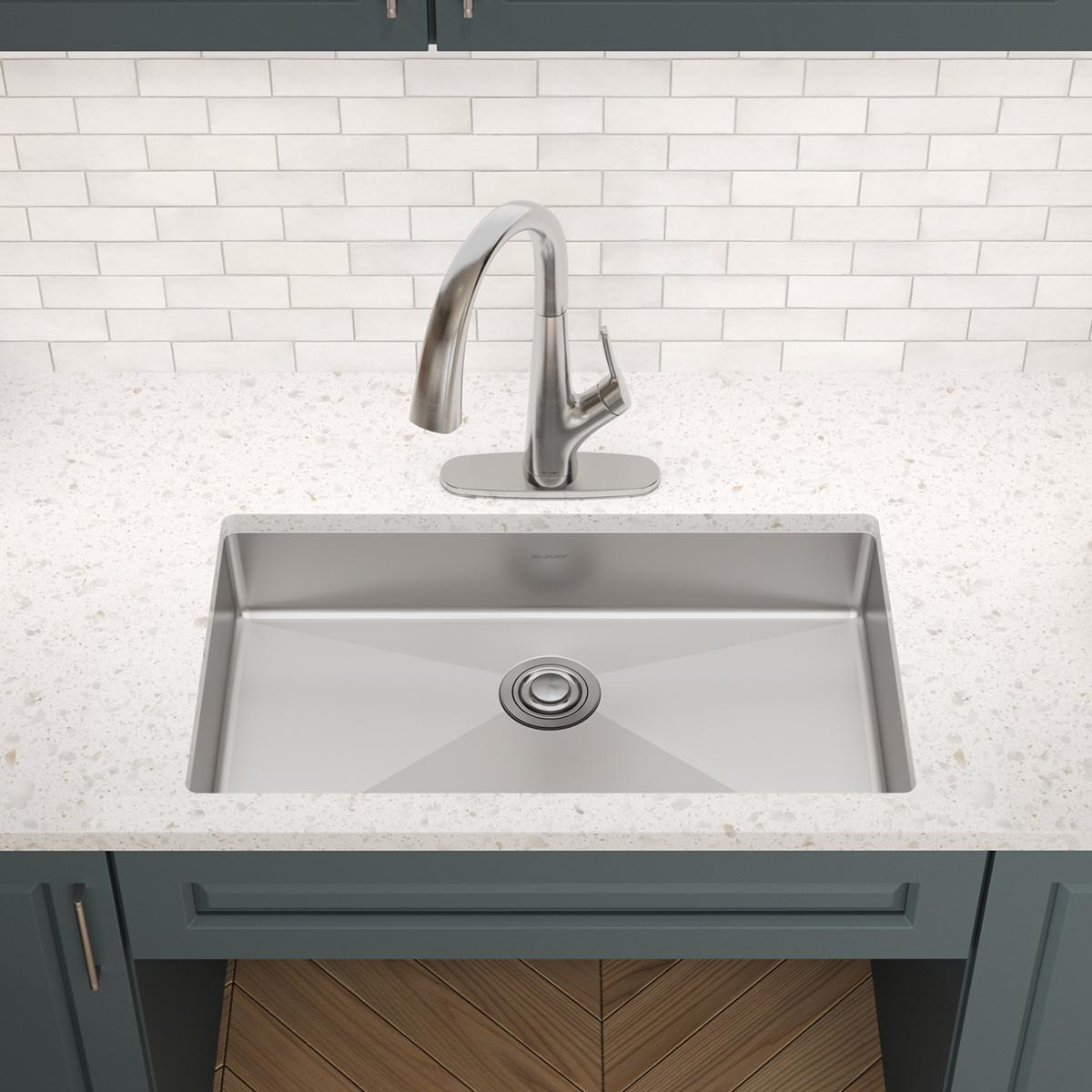 Elkay Crosstown 32" Undermount Stainless Steel ADA Kitchen Sink, Polished Satin, 18 Gauge, ECTRUAD301755