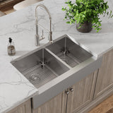 Elkay Crosstown 36" Stainless Steel Farmhouse Sink with Faucet, 60/40 Double Bowl, Polished Satin, 18 Gauge, ECTRUF32179RFBC