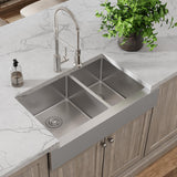 Elkay Crosstown 36" Stainless Steel Farmhouse Sink with Faucet, 60/40 Double Bowl, Polished Satin, 18 Gauge, ECTRUF32179RFCC