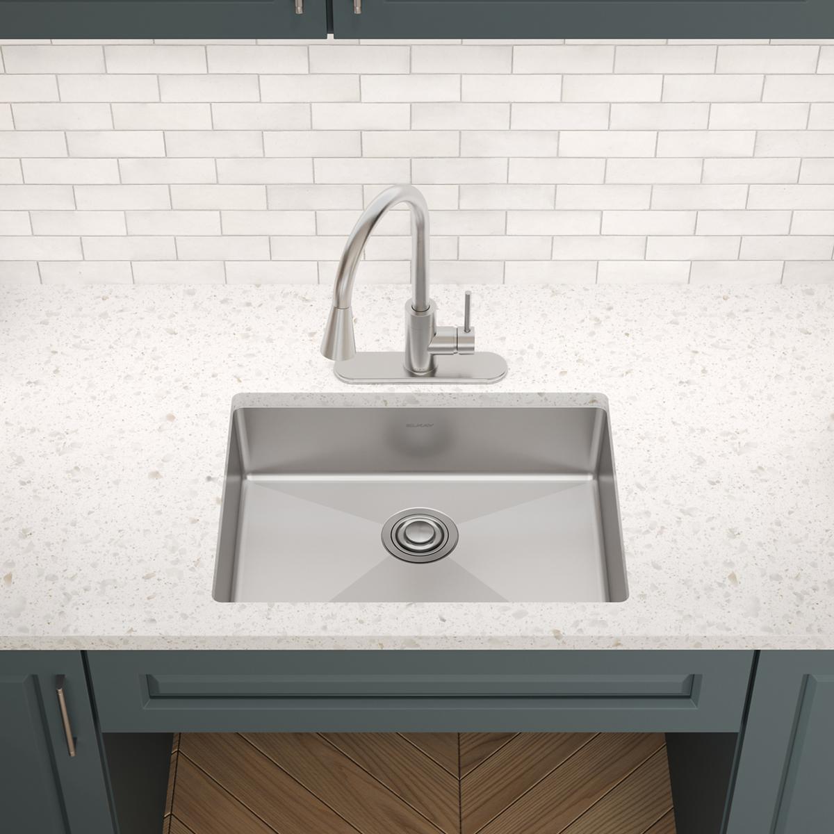 Elkay Crosstown 25" Dual Mount Stainless Steel ADA Kitchen Sink, Polished Satin, 1 Faucet Hole, ECTSRAD2522601