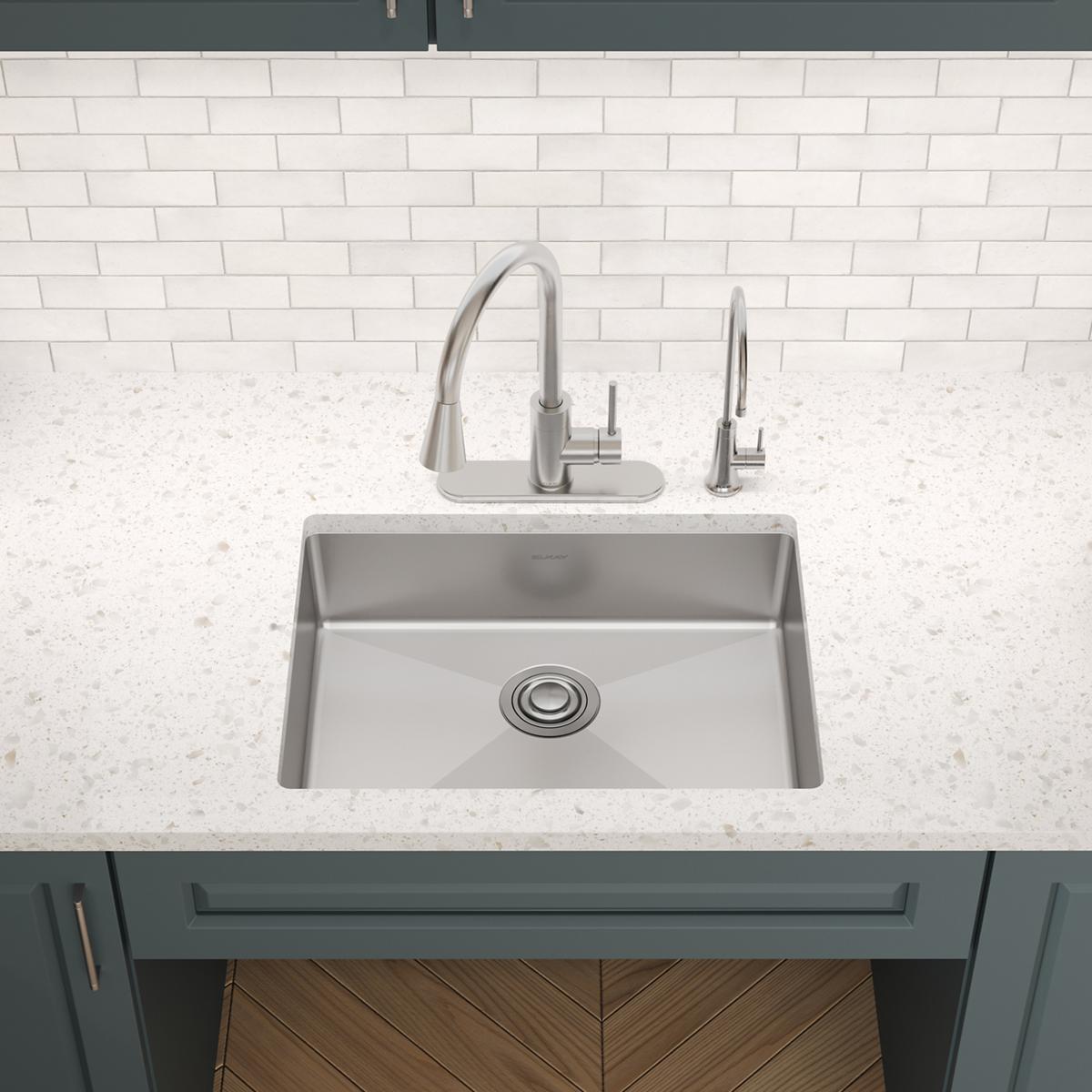 Elkay Crosstown 25" Dual Mount Stainless Steel ADA Kitchen Sink, Polished Satin, 2 Faucet Holes, ECTSRAD2522602