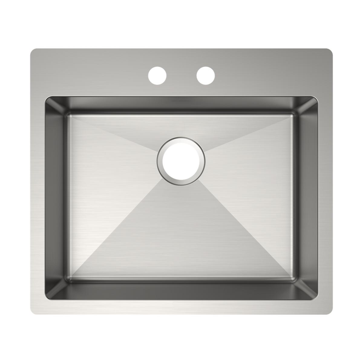 Elkay Crosstown 25" Dual Mount Stainless Steel ADA Kitchen Sink, Polished Satin, 2 Faucet Holes, ECTSRAD2522602