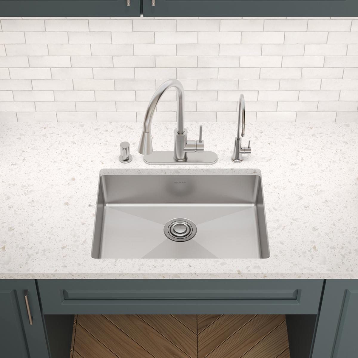 Elkay Crosstown 25" Dual Mount Stainless Steel ADA Kitchen Sink, Polished Satin, 3 Faucet Holes, ECTSRAD2522603