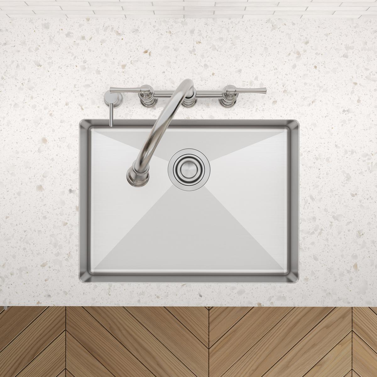 Elkay Crosstown 25" Dual Mount Stainless Steel ADA Kitchen Sink, Polished Satin, 4 Faucet Holes, ECTSRAD2522604