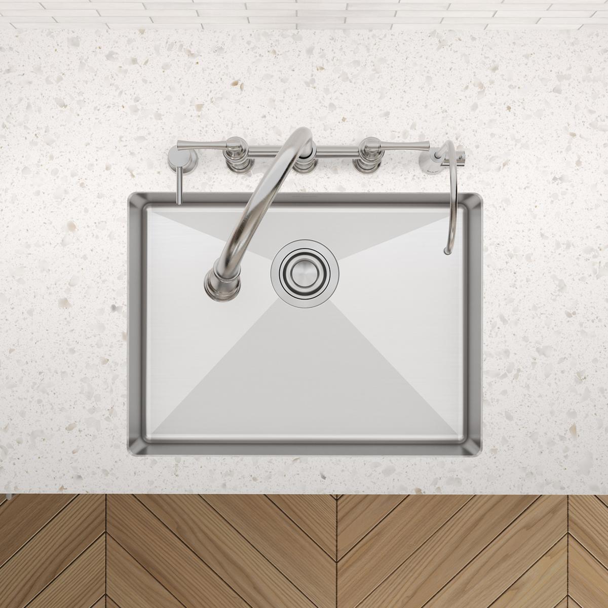 Elkay Crosstown 25" Dual Mount Stainless Steel ADA Kitchen Sink, Polished Satin, 5 Faucet Holes, ECTSRAD2522605