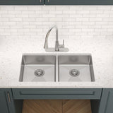 Elkay Crosstown 33" Dual Mount Stainless Steel ADA Kitchen Sink, 50/50 Double Bowl, Polished Satin, 1 Faucet Hole, ECTSRAD3322601
