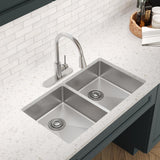 Elkay Crosstown 33" Dual Mount Stainless Steel ADA Kitchen Sink, 50/50 Double Bowl, Polished Satin, 1 Faucet Hole, ECTSRAD3322601